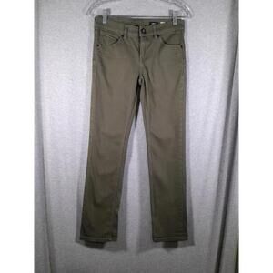 Volcom Jeans Womens 27 Vorta Slim‎ Straight Green 5 Pocket Slub